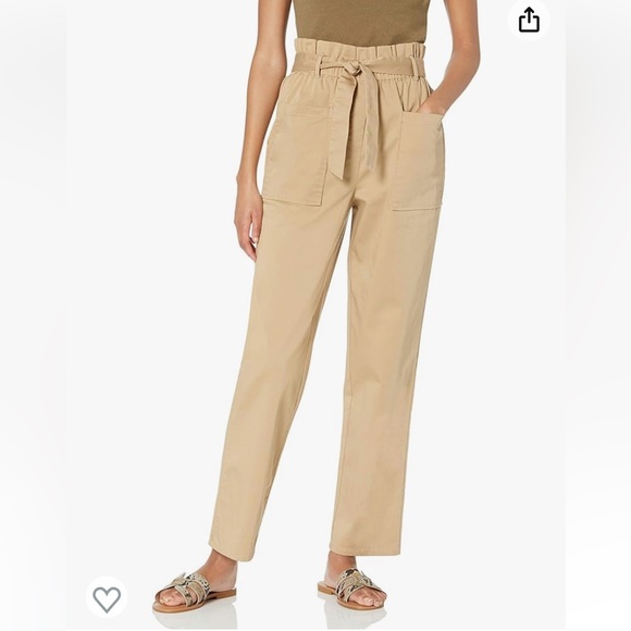 THE DROP Pamela Pull-On Belted Pant High Waisted Curds & Whey Khaki NEW Small - Picture 4 of 11